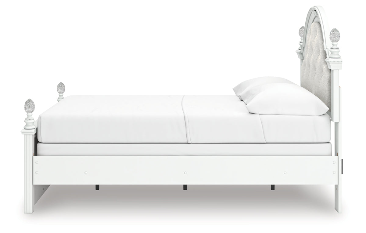 Kozlani Full Upholstered Panel Bed, Dresser and Mirror