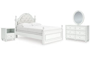 Kozlani Full Upholstered Panel Bed, Dresser, Mirror and Nightstand
