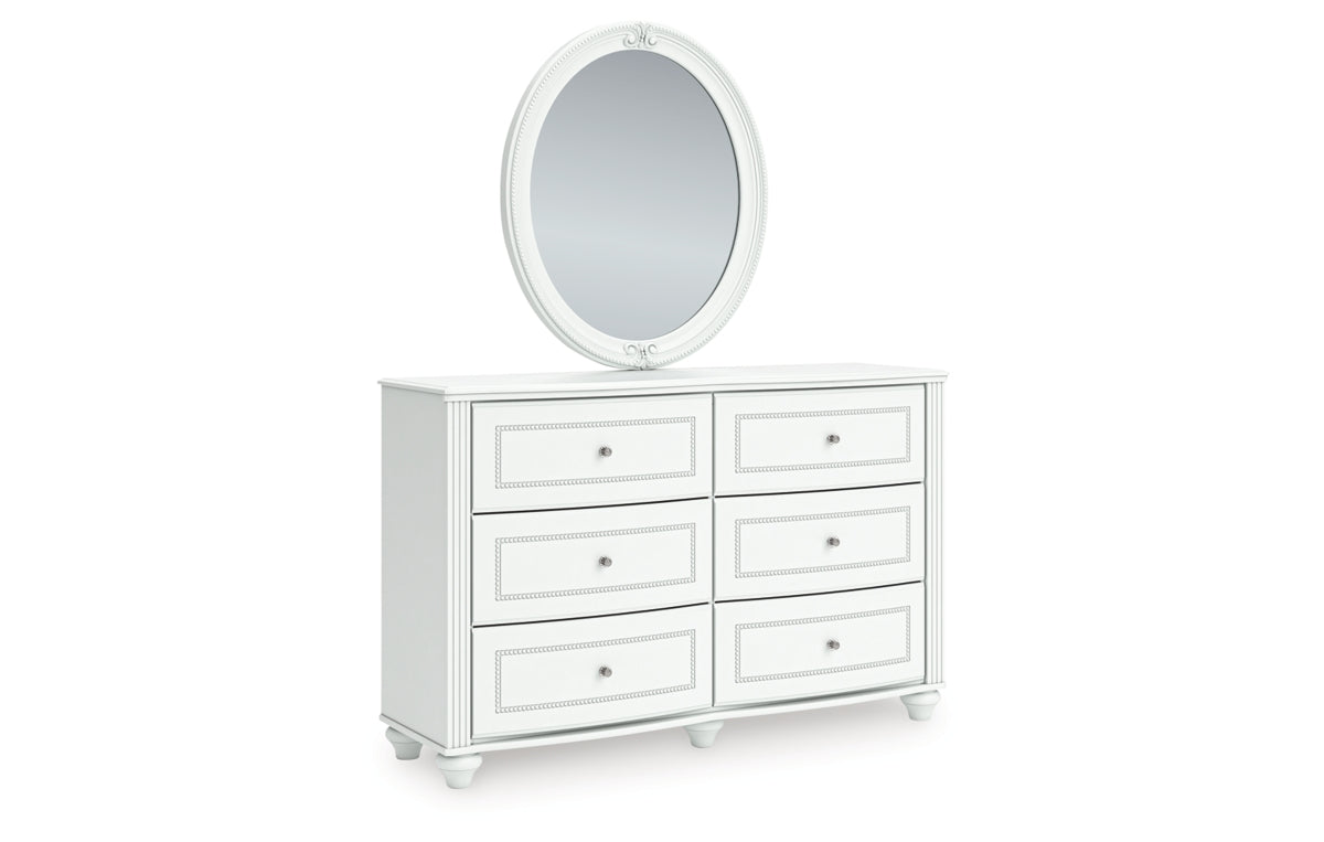 Kozlani Twin Upholstered Panel Storage Bed, Dresser and Mirror