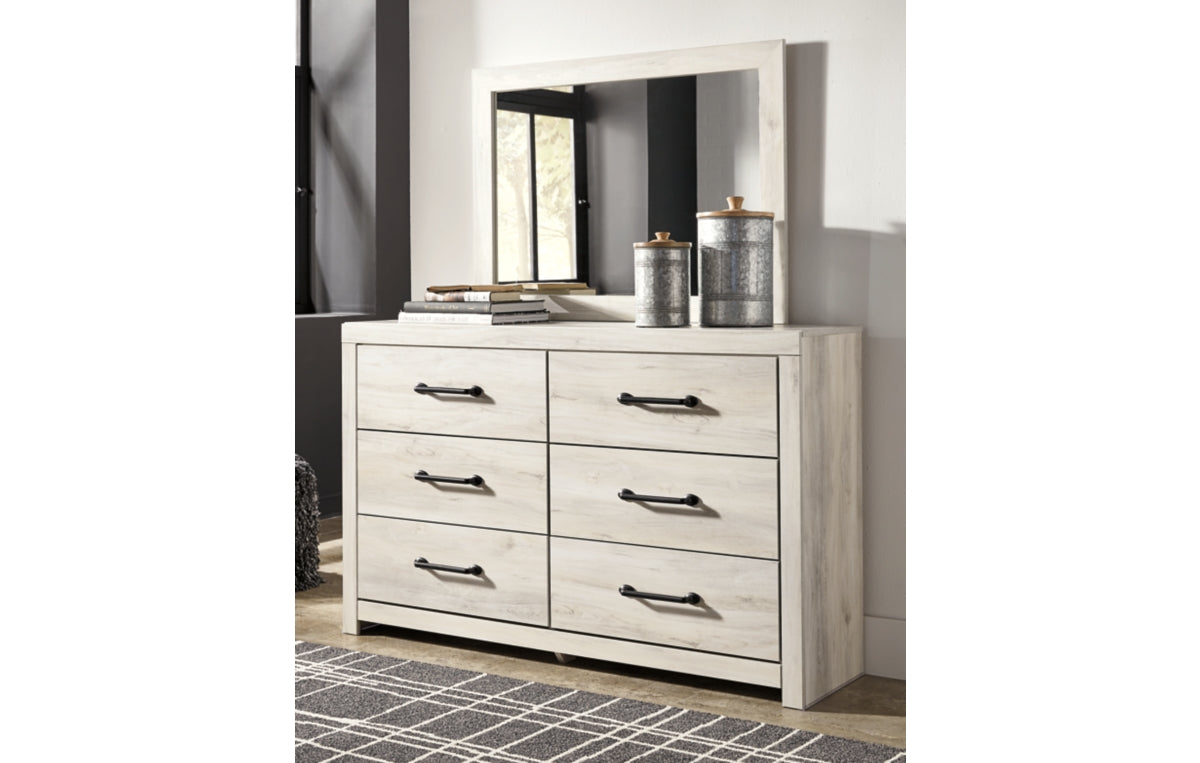 Cambeck Queen Panel Headboard with Mirrored Dresser, Chest and Nightstand