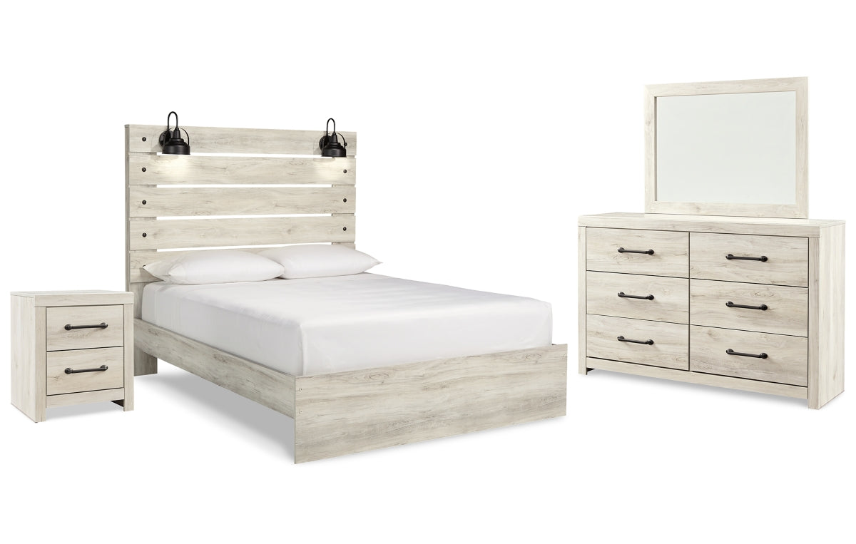 Cambeck Queen Panel Bed with Mirrored Dresser and Nightstand