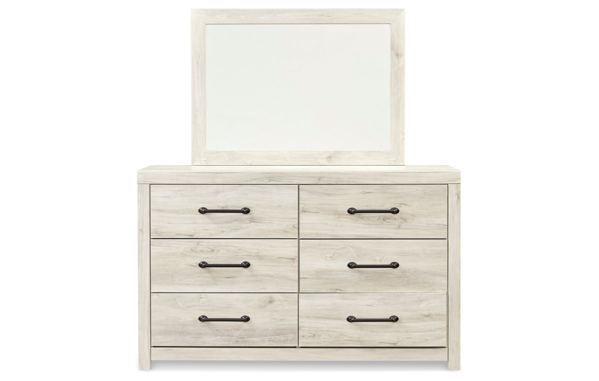 Cambeck Twin Panel Headboard with Mirrored Dresser, Chest and Nightstand