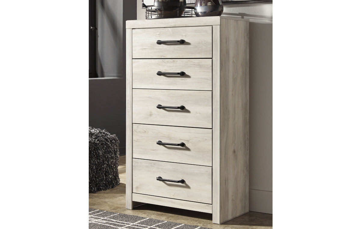 Cambeck King Panel Headboard with Mirrored Dresser, Chest and Nightstand