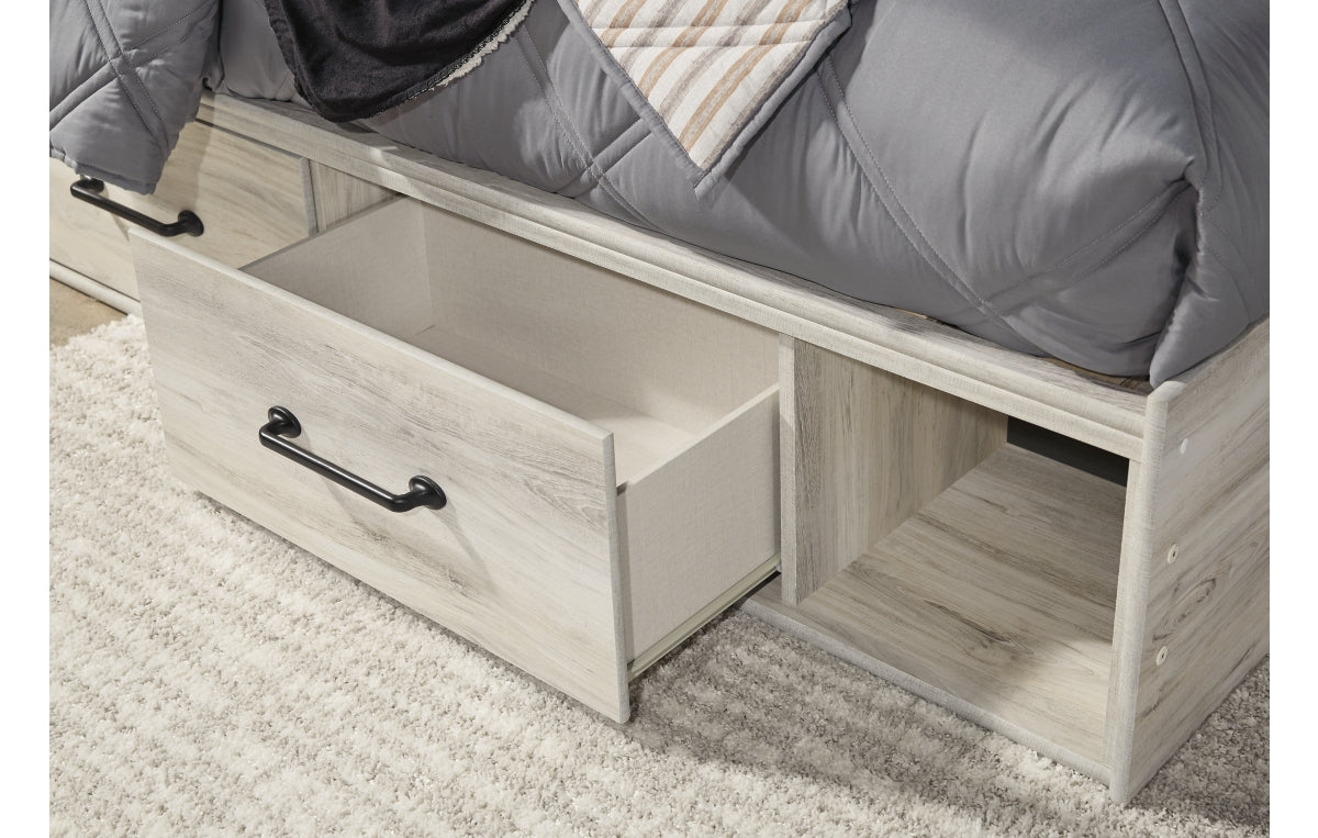 Cambeck Full Panel Bed with 4 Storage Drawers with Mirrored Dresser