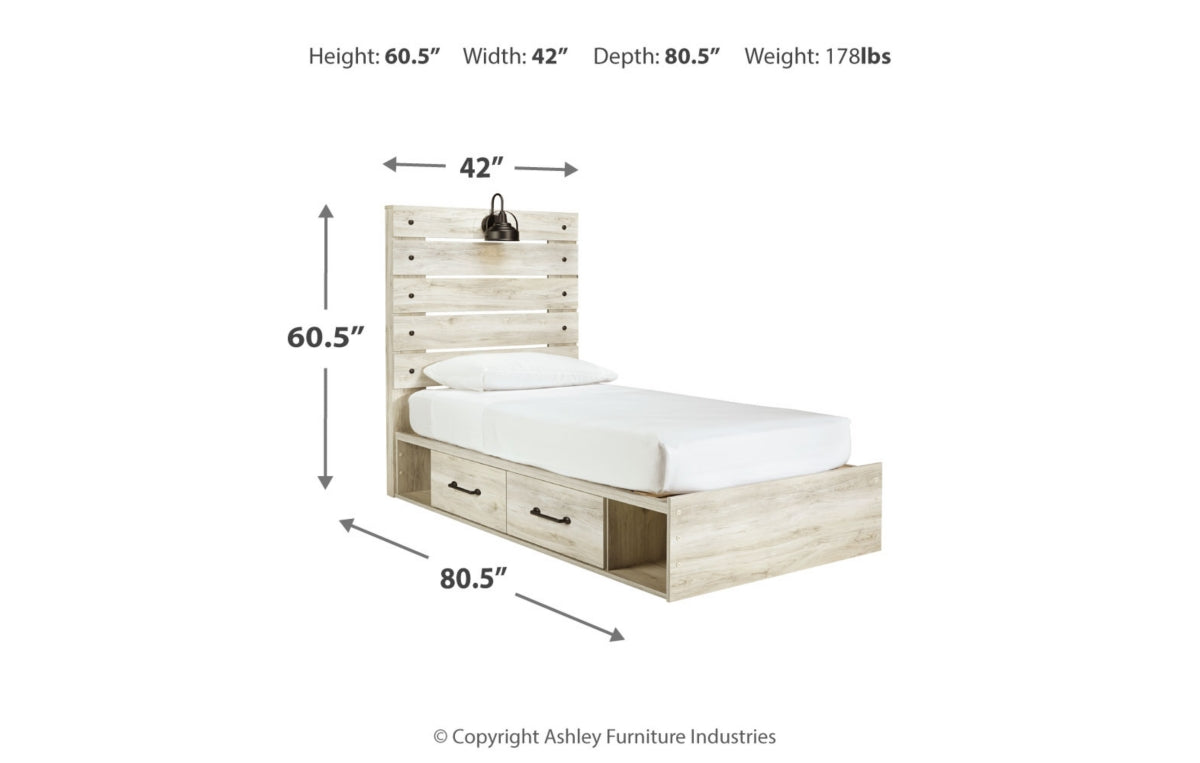 Cambeck Twin Panel Bed with 2 Storage Drawers
