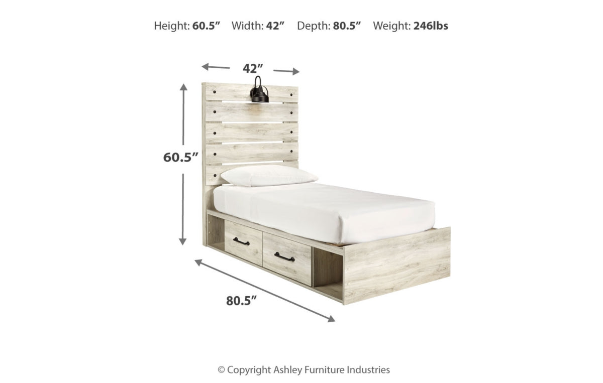 Cambeck Twin Panel Bed with 4 Storage Drawers