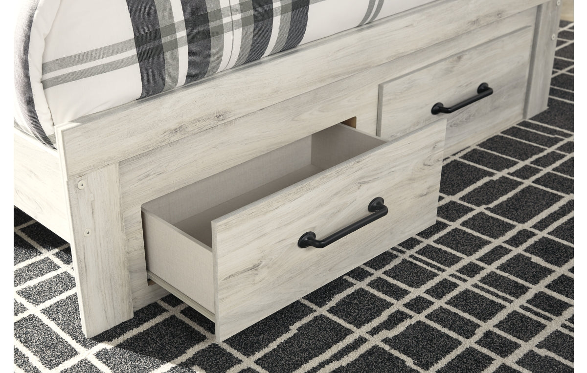 Cambeck Queen Panel Bed with 2 Storage Drawers with Mirrored Dresser, Chest and Nightstand