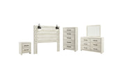 Cambeck Queen Panel Headboard with Mirrored Dresser, Chest and Nightstand