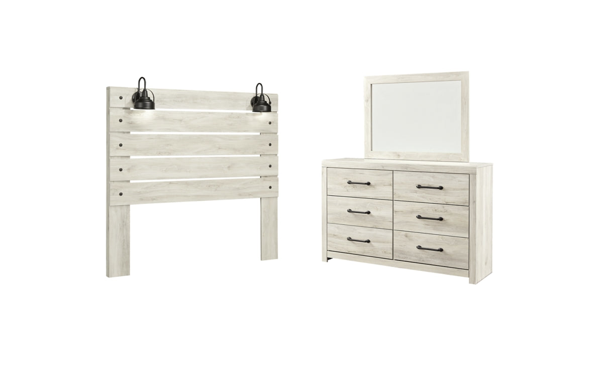 Cambeck Queen Panel Headboard with Mirrored Dresser