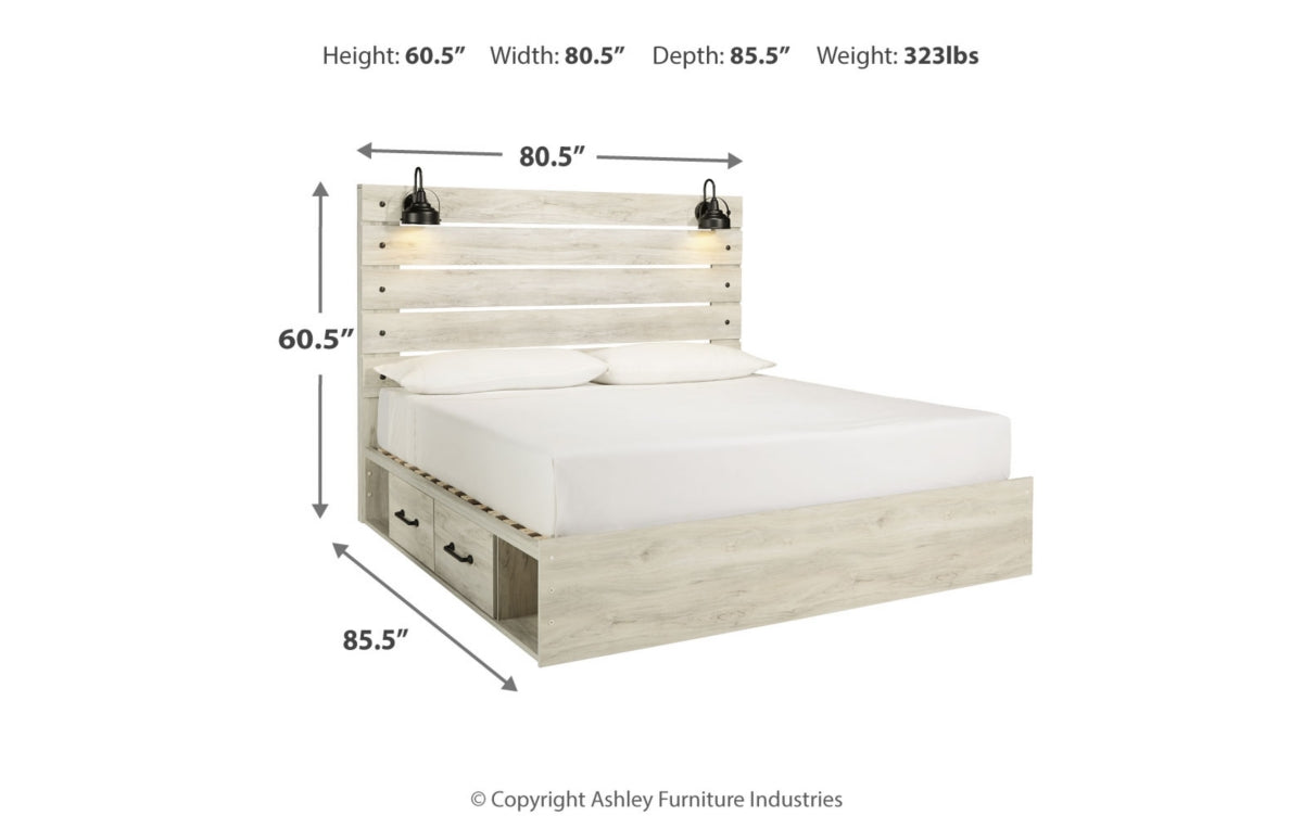 Cambeck King Panel Bed with 4 Storage Drawers