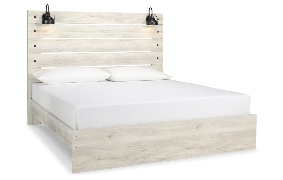 Cambeck King Panel Bed with Mirrored Dresser, Chest and Nightstand