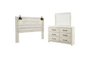 Cambeck King Panel Headboard with Mirrored Dresser