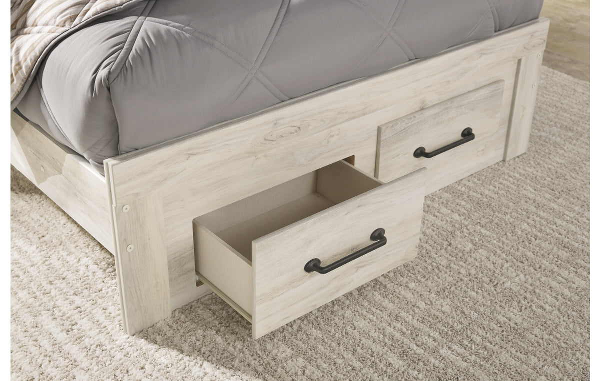Cambeck Full Panel Bed with 2 Storage Drawers with Mirrored Dresser and Chest