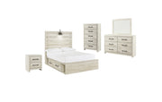 Cambeck Full Panel Bed with 2 Storage Drawers with Mirrored Dresser, Chest and Nightstand