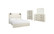 Cambeck King Panel Bed with Mirrored Dresser and Chest