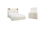 Cambeck King Panel Bed with Mirrored Dresser