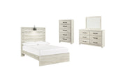 Cambeck Full Panel Bed with Mirrored Dresser and Chest