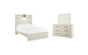 Cambeck Full Panel Bed with Mirrored Dresser