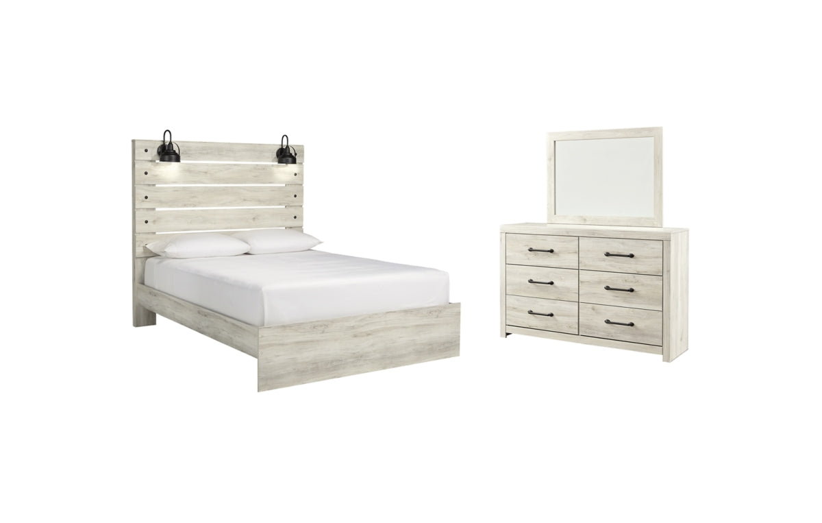 Cambeck Queen Panel Bed with Mirrored Dresser