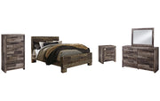 Derekson Queen Panel Bed with Mirrored Dresser, Chest and Nightstand