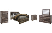 Derekson Queen Panel Bed with 2 Storage Drawers with Mirrored Dresser, Chest and Nightstand