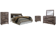 Derekson King Panel Headboard with Mirrored Dresser, Chest and Nightstand