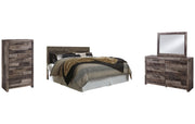 Derekson King Panel Headboard with Mirrored Dresser and Chest