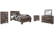Derekson Full Panel Bed with Mirrored Dresser, Chest and Nightstand