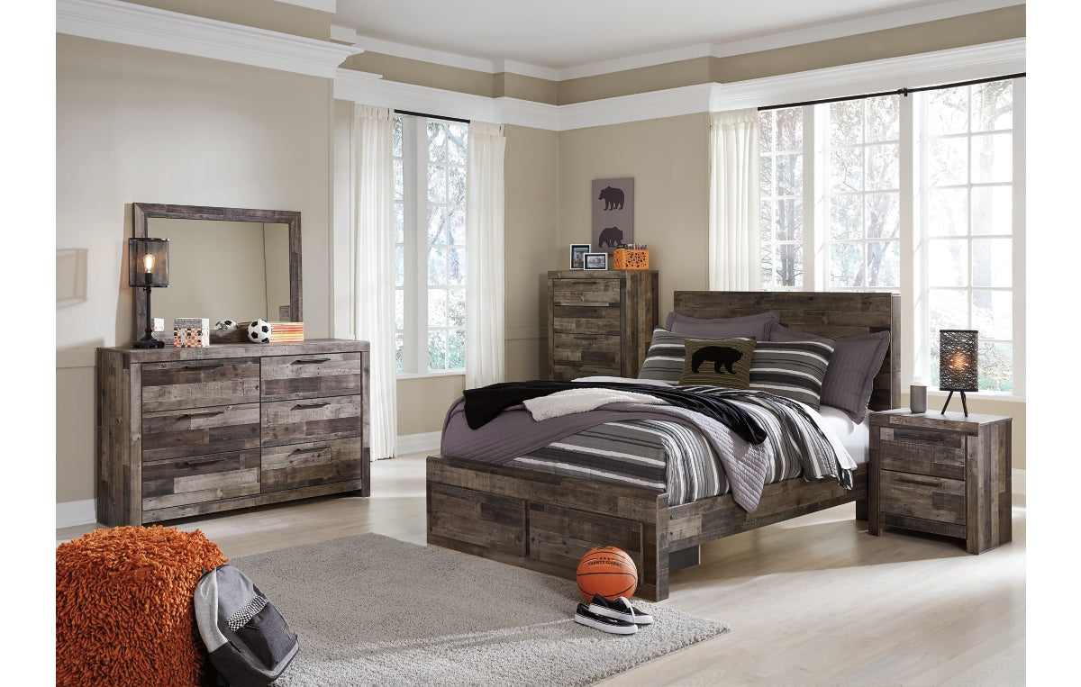 Derekson Full Panel Bed with 2 Storage Drawers