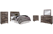 Derekson Full Panel Headboard with Mirrored Dresser, Chest and Nightstand