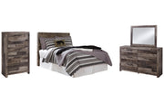 Derekson Full Panel Headboard with Mirrored Dresser and Chest