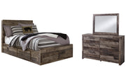 Derekson Full Panel Bed with 6 Storage Drawers with Mirrored Dresser