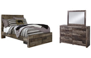 Derekson Full Panel Bed with 2 Storage Drawers with Mirrored Dresser