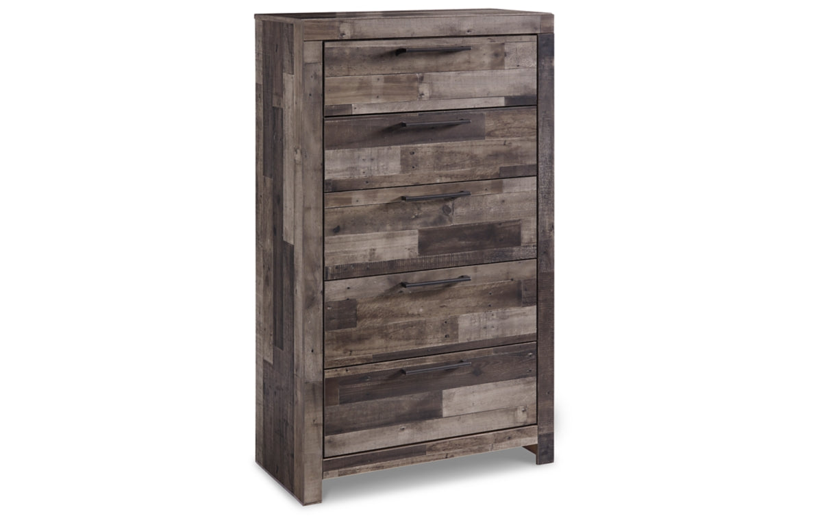 Derekson Full Panel Bed with 6 Storage Drawers with Mirrored Dresser, Chest and Nightstand