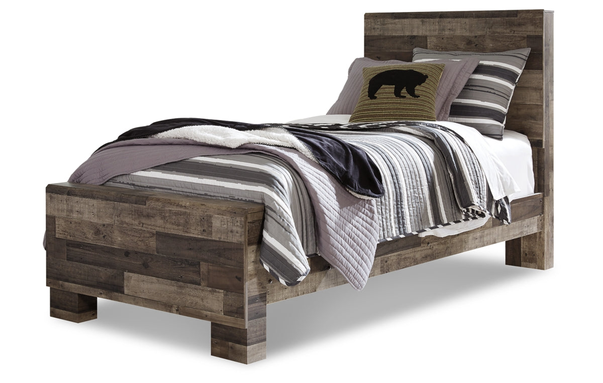Derekson Twin Panel Bed with Mirrored Dresser, Chest and Nightstand