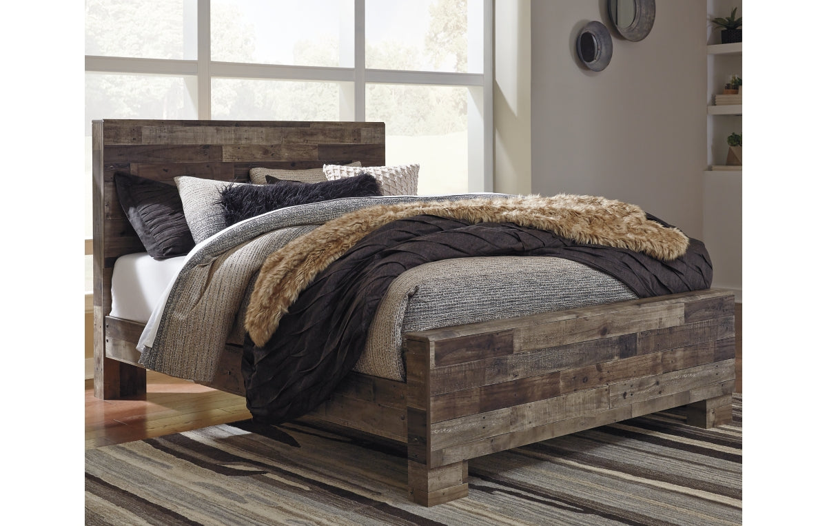 Derekson Queen Panel Bed with Mirrored Dresser and Nightstand
