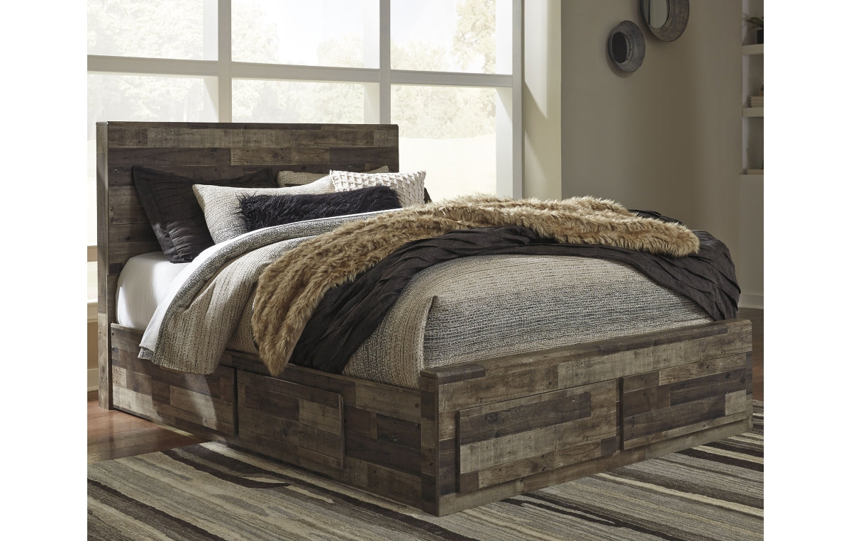 Derekson Queen Panel Bed with 4 Storage Drawers