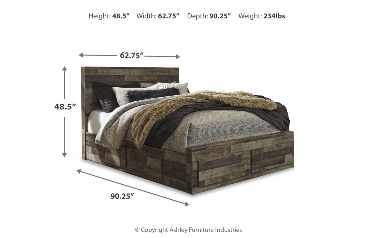 Derekson Queen Panel Bed with 4 Storage Drawers