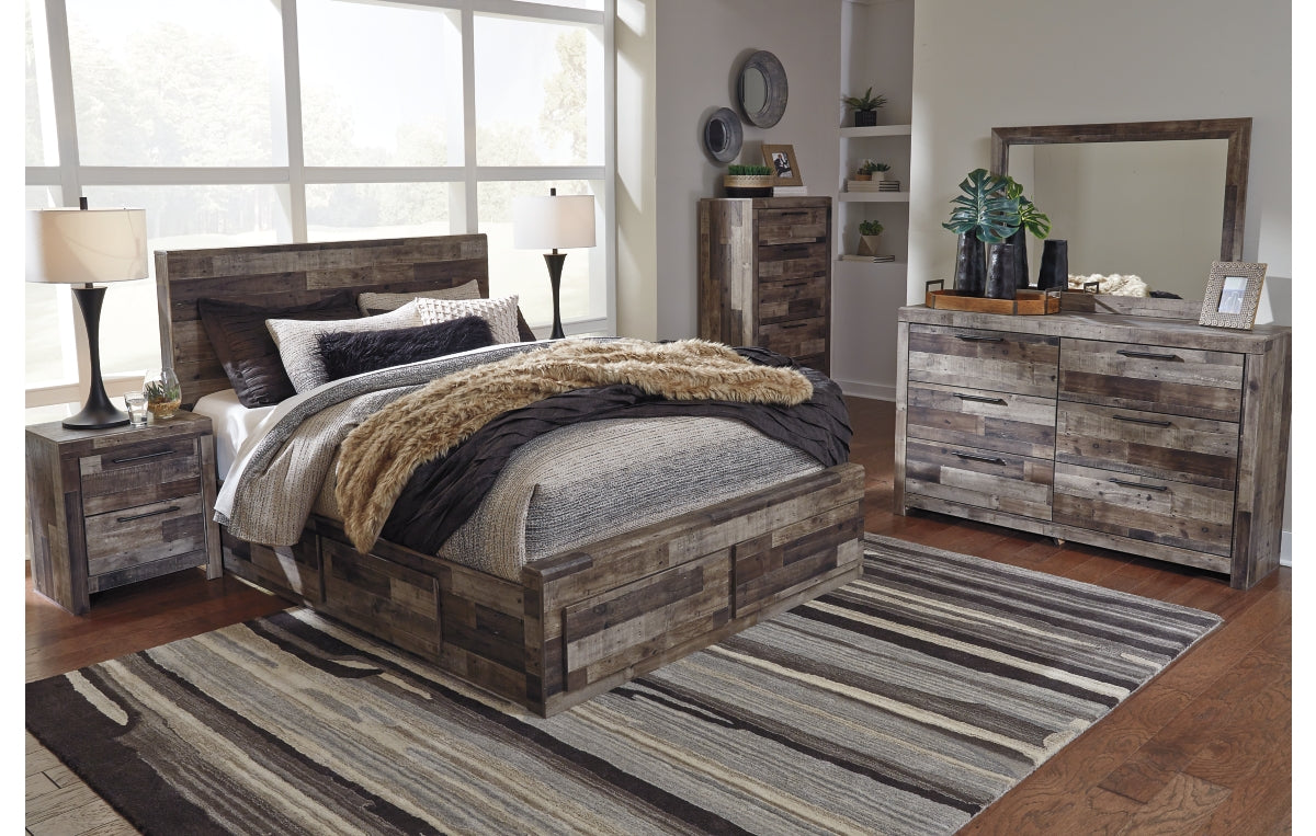 Derekson Queen Panel Bed with 4 Storage Drawers