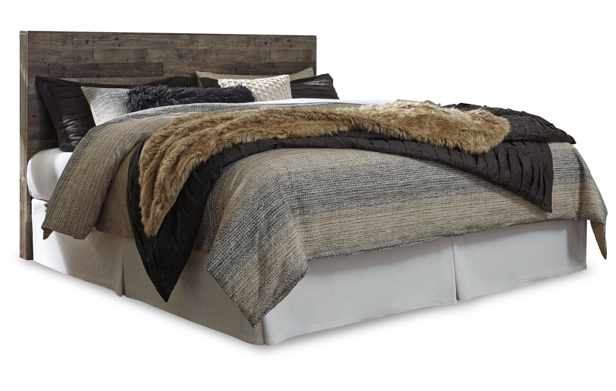 Derekson King Panel Headboard with Mirrored Dresser, Chest and Nightstand