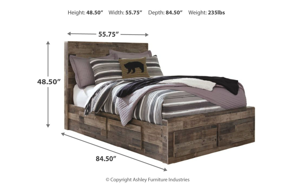 Derekson Full Panel Bed with 6 Storage Drawers with Mirrored Dresser, Chest and Nightstand