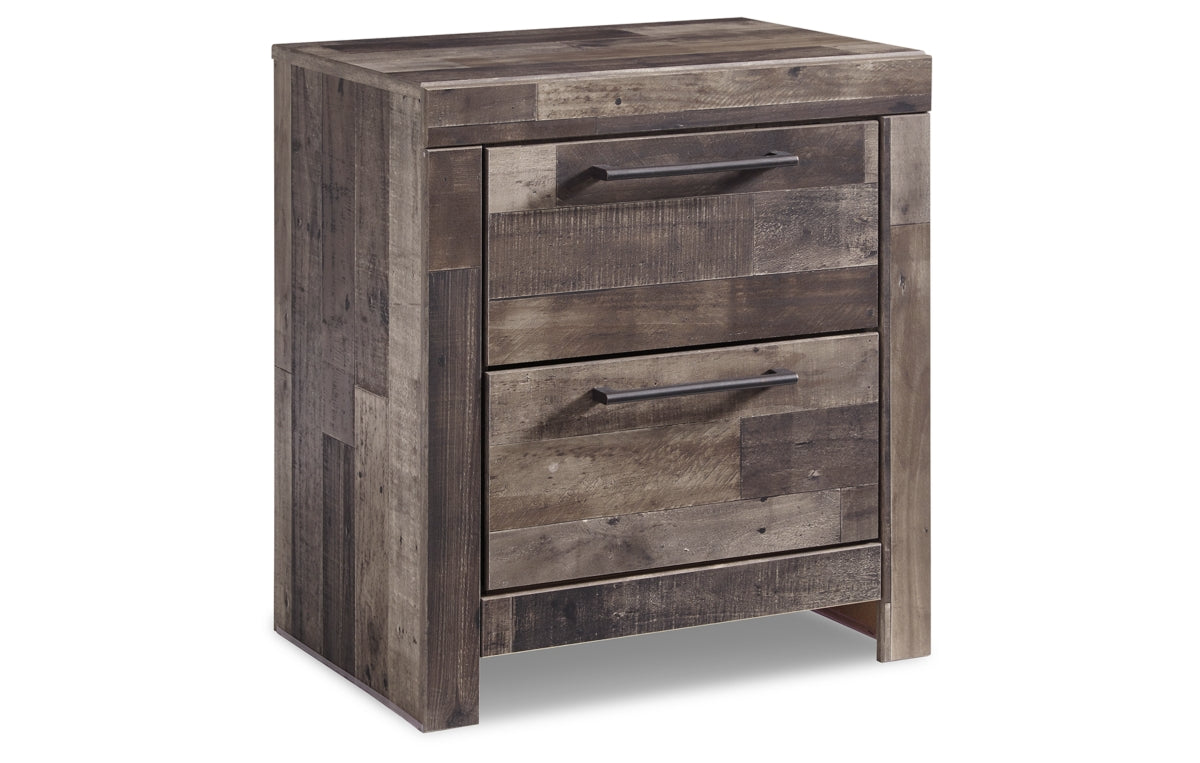 Derekson Queen Panel Bed with 6 Storage Drawers with Mirrored Dresser, Chest and Nightstand