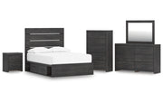 Hollivern Full Panel Storage Bed, Dresser, Mirror, Chest and Nightstand