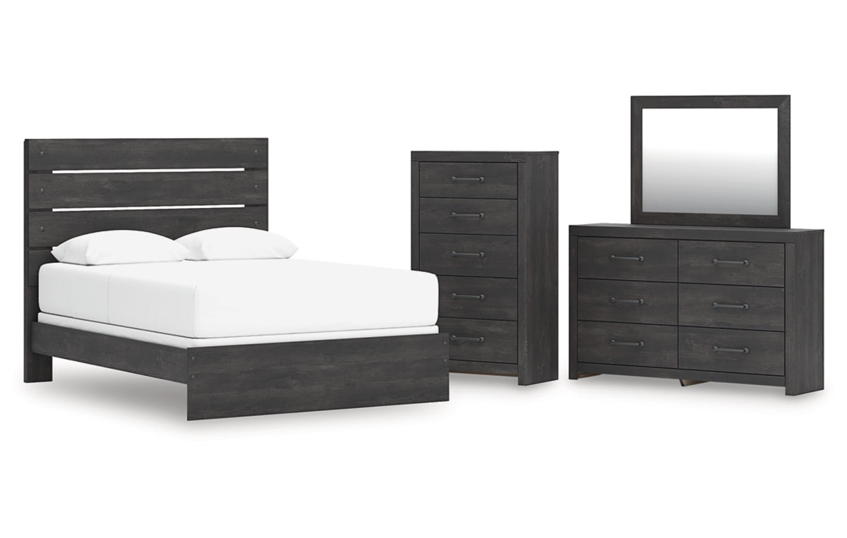 Hollivern Queen Panel Bed, Dresser, Mirror and Chest