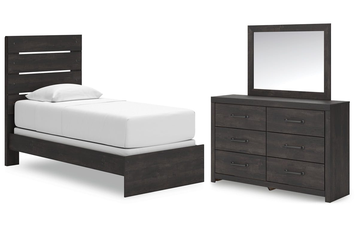 Hollivern Twin Panel Bed, Dresser and Mirror