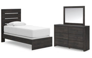 Hollivern Twin Panel Bed, Dresser and Mirror