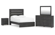 Hollivern Full Panel Bed with Mirrored Dresser and Nightstand