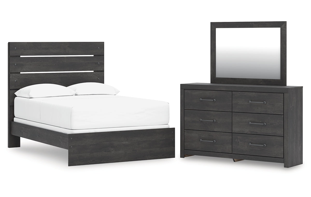 Hollivern Full Panel Bed with Mirrored Dresser