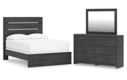 Hollivern Full Panel Bed with Mirrored Dresser