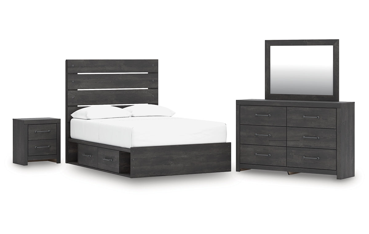 Hollivern Full Panel Storage Bed, Dresser, Mirror and Nightstand